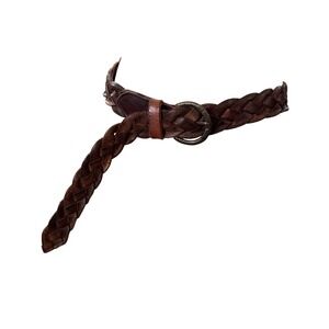 Leather Island Vintage thick Braided Leather Belt Dark Brown Bill Lavin size 38‎